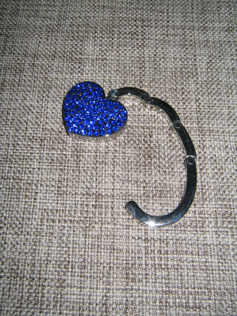 Věšák na kabelku - srdce modré