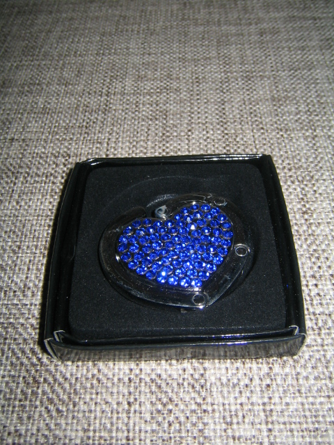Věšák na kabelku - srdce modré