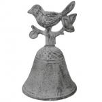 Zvoneček s ptáčkem, šedá litina